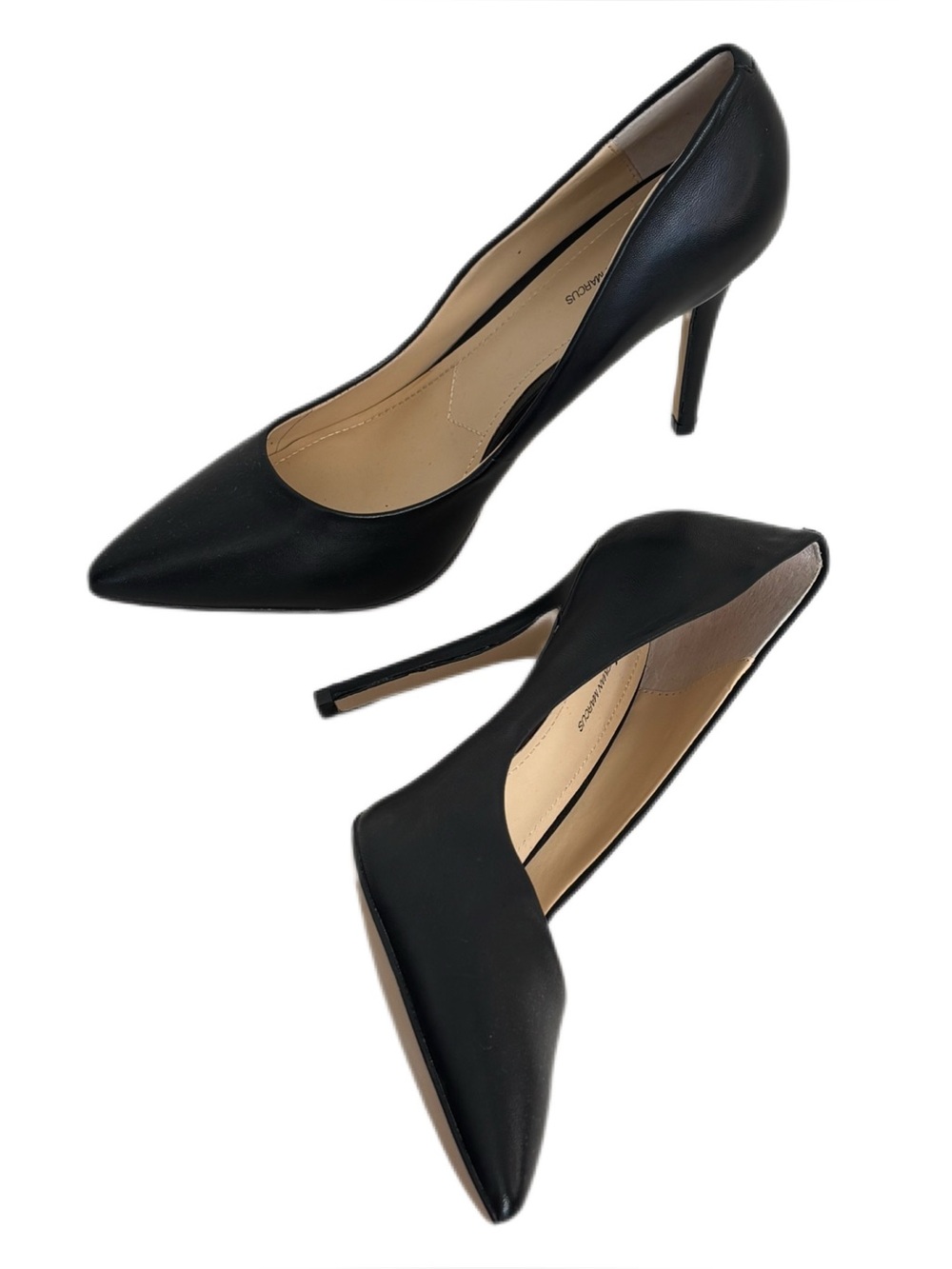 Neiman Marcus Black Leather Pointed Toe Stiletto Pumps SZ 8.5